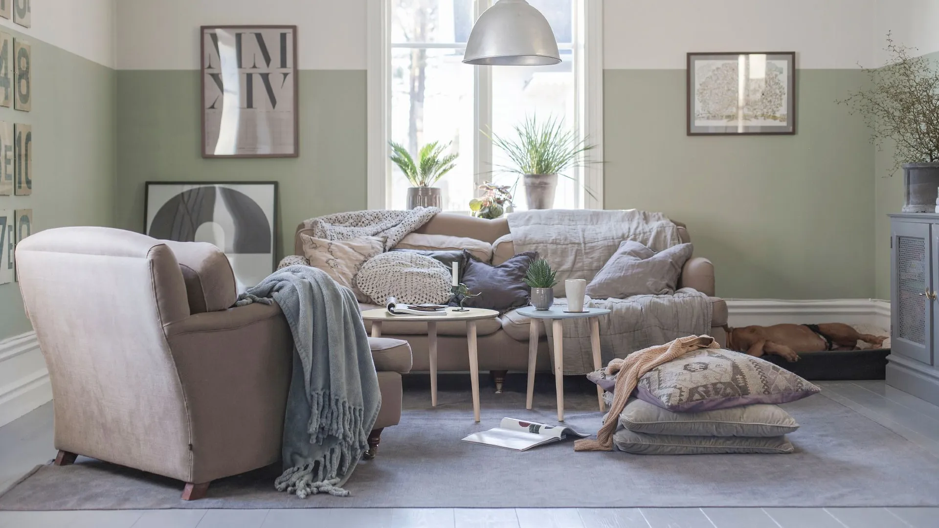 grønn stue til inspirasjon av alle grønne toner. trendfarger fra Beckers maling