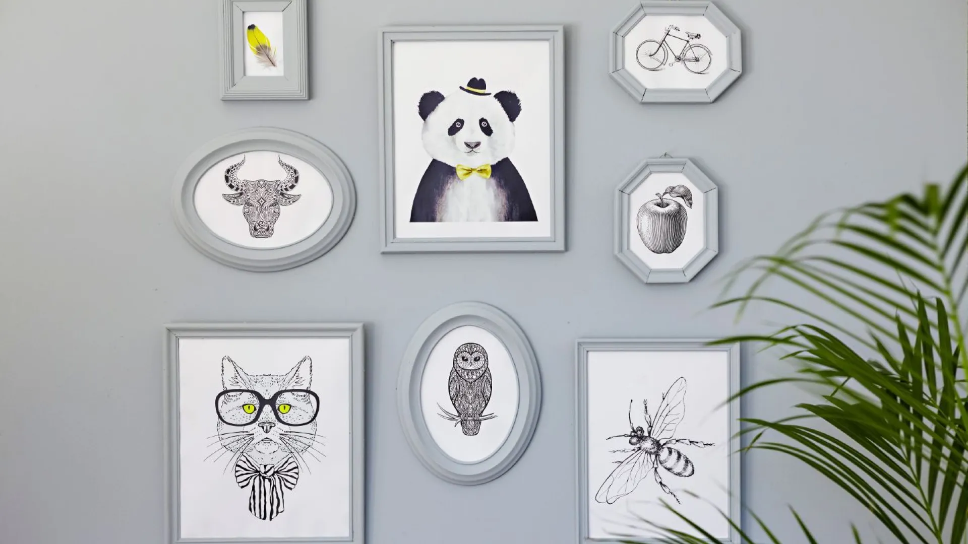 mal bilderammene i samme farge som veggen. Beckers maling