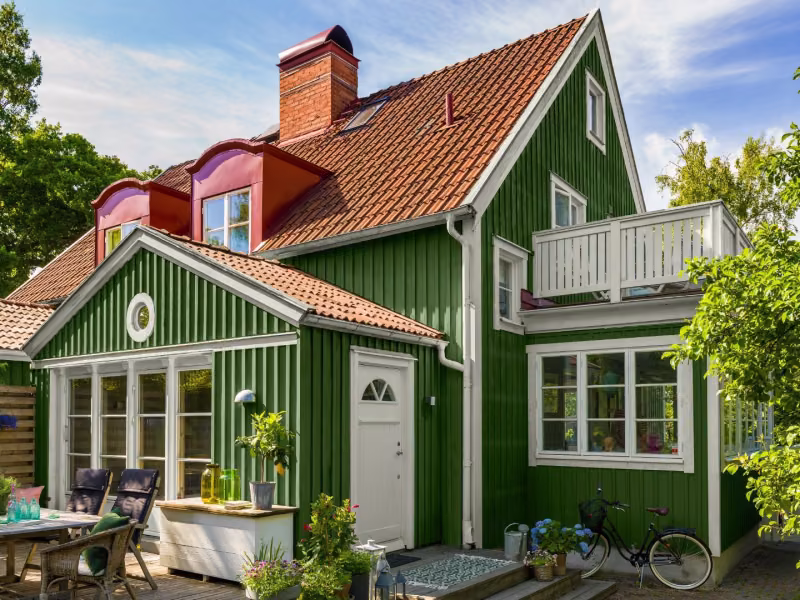Trendfarger utendørs. Eksteriør. Velg riktig farge til fasaden. Skal fargen være grønn? Utendørs maling fra Beckers