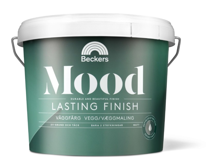 Beckers Mood lasting finish, kombinert grunn- og dekkmaling. vaskbar interiørmaling fra Beckers